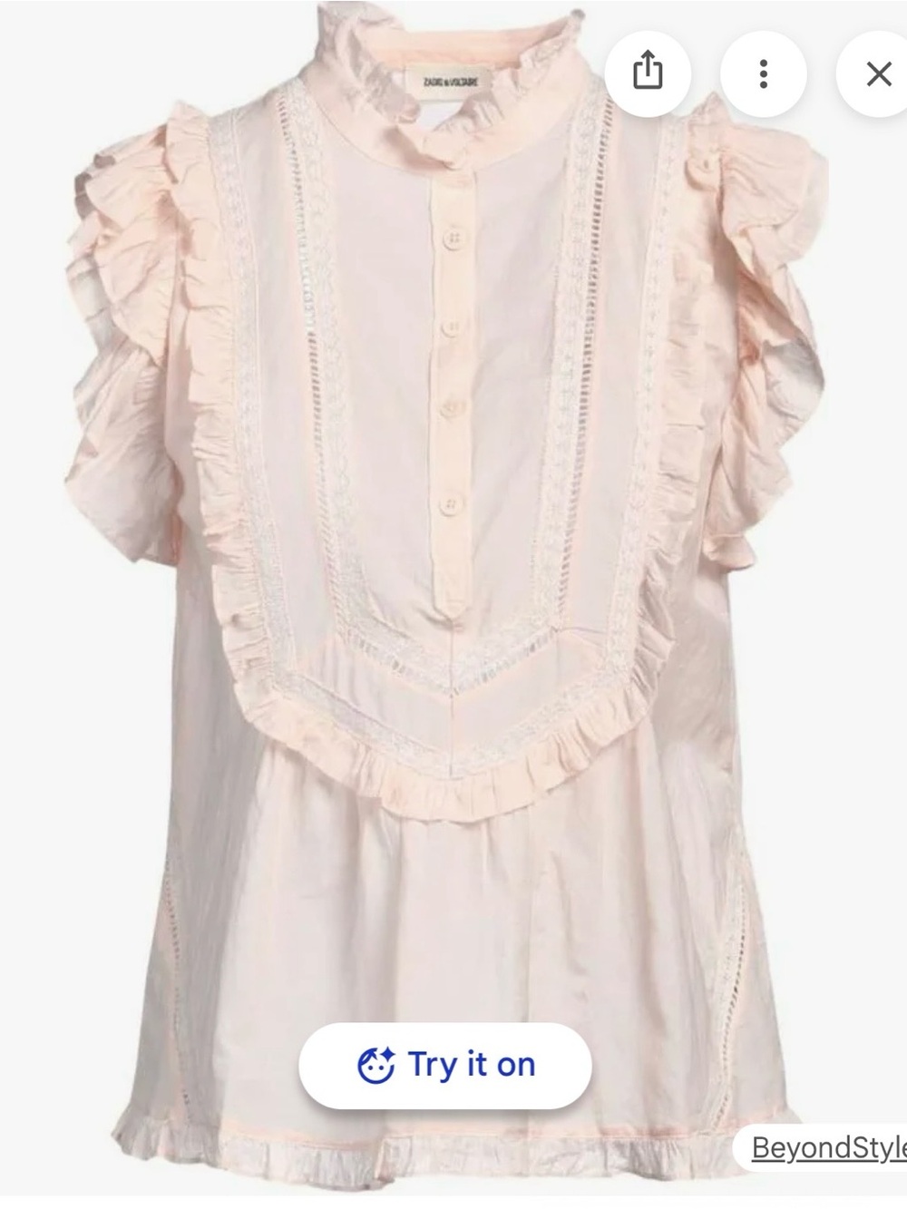 Zadig & Voltaire Blush Pink Ruffle Bib Sleeveless Top - Picture 2 of 5